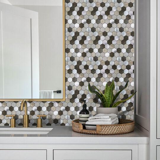 selbstklebende Wandfliese Premium Silver & Stone Hexagon image number null
